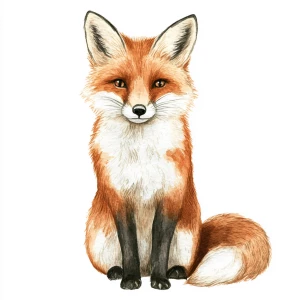 Simple style, watercolor illustration, fox, woodland animal, chi...