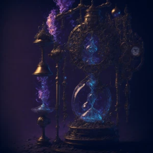 Create an image of a dynamic time-space vortex with elements of...