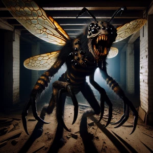 "In the shadows of a dimly lit, abandoned apiary, an unsettling...