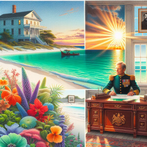 Donald trump wearing a confederate uniform, sitting behind a des...