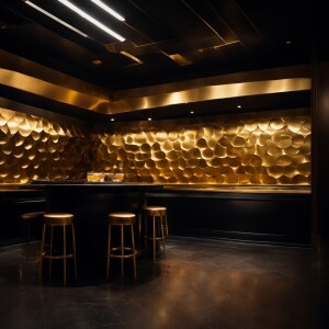 Create an image of a modern, upscale restaurant interior named "...