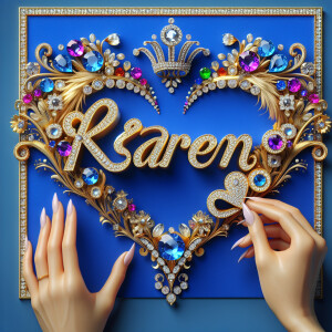 VCraft a 3-D image showcasing the name 'KAREN' in a luxurious go...