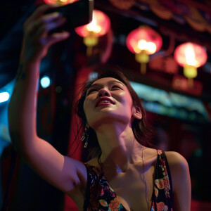 A woman taking a selfie