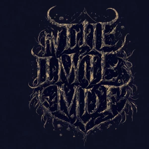 A complicated banner logo for the t shirt brand [' M u e r t e '...