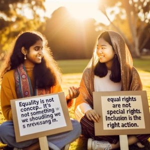 Brown girls with equality quotes .
