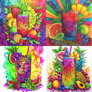 draw a glass of happy juice. make it really happy juice and rain...