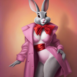 Anthropomorphic looney tunes bugs bunny dressed like Jessica Rab...