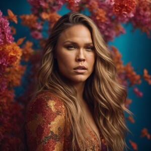 Portrait of ronda rousey with long hair, feminine