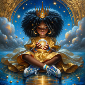 Revise the high-resolution, glossy oil painting in the style of...
