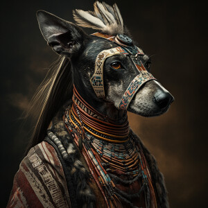 Create a realistic image of a Cheyenne dog soldier in all their...