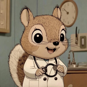The cute squirrel at the doctor's --sref 1742554747