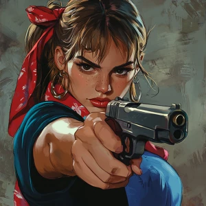 girl with brown hair, thick eyebrows, pumped up lips, potato nos...