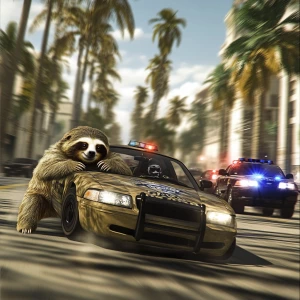 Sloths slerf meme..drifting a fast car being chased by police, i...