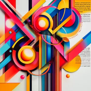 "Produce a vibrant abstract artwork featuring interlocking geome...