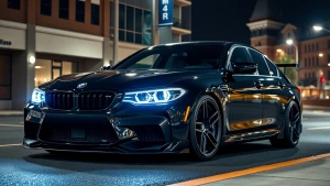 black bmw m3 in night