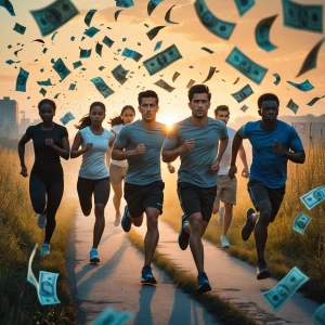 "Visualize a dynamic scene where a group of diverse individuals...
