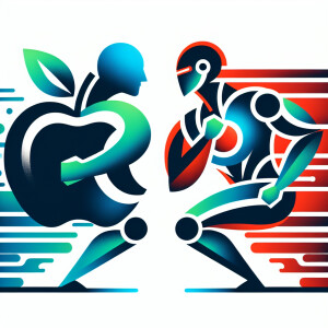 Create a logo of feud between Apple iPhone and Android