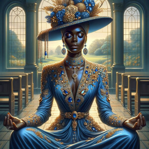 Create an illustration that embodies spirituality and a deep con...