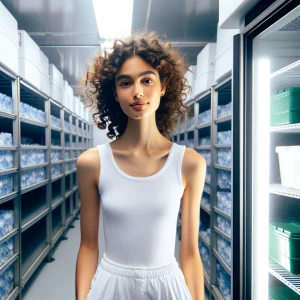Zendaya wearing a white tank top in a walk-in cooler. The cold a...