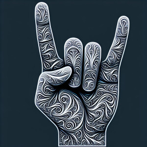 Hook'em horns logo in neiro style in transparent background