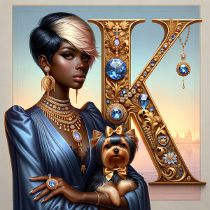 Picture a digital artwork showcasing a poised African-American w...