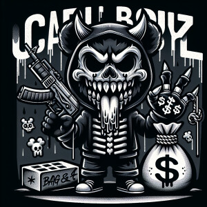 , animated demon influenced by horror elements, dressed in a ooz...