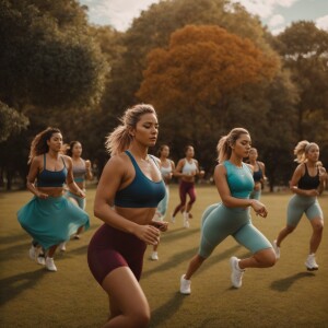 women exercise in park