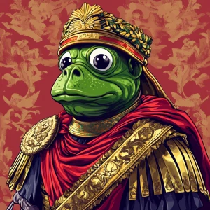 Pepe with pumped-up lips of a bright red color in carton style...