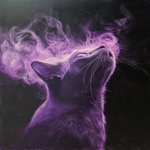 gato humo morado