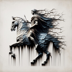 "Craft an abstract portrait that captures both the essence of Ju...