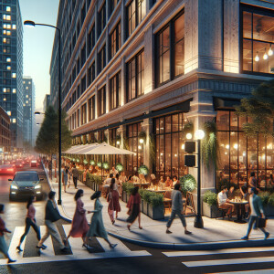 Create photorealistic image on restaurant from beside street