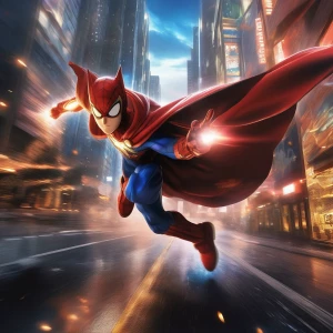 crack with the force of his departure. His cape catches the wind...