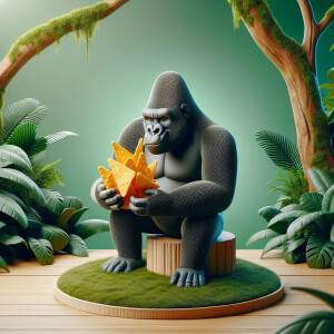 A gorilla eating Doritos
