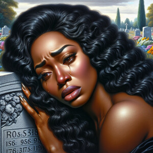 A beautiful light-skinned African-American woman with long wavy...