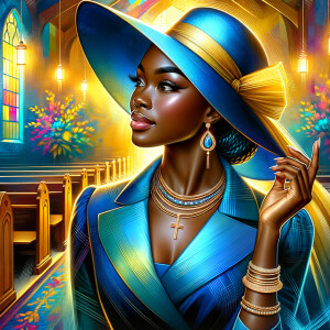 A spiritually enriching illustration portrays an African America...