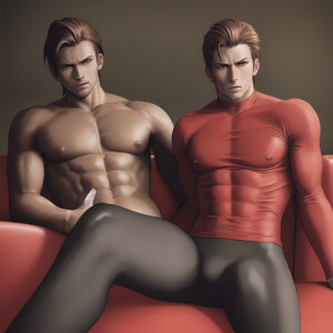 Realistic, in a dimly lit red room, a sexy woman with brown hair...