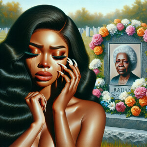 A beautiful light-skinned African-American woman with long wavy...