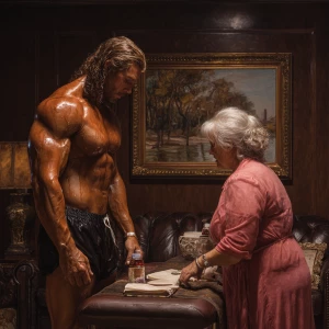 Hyperrealism photo painting, a muscular australian man in his be...
