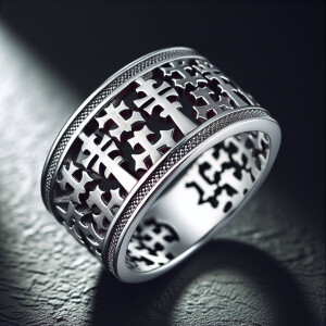 Presenting a captivating sterling silver cross ring featuring a...