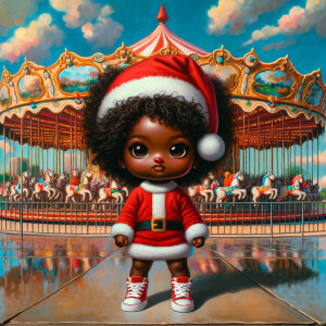 8k acrylic oil painting of a melanin rich chibi toddler girl wit...