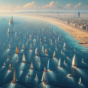 Crest an image of flotilla sailing towards Gaza