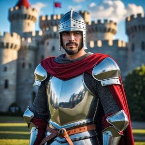 handsome knight, castle background