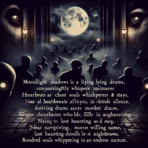 [Verse]
Moonlight shadows rise
Ghostly whispers call
Heartbea...