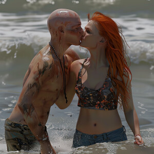 A photorealistic high resolution image. Light ginger haired fema...