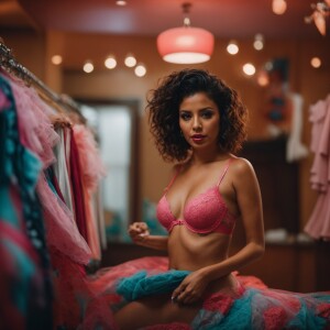 A confident Latina woman exudes a vibrant and captivating energy...