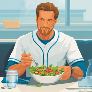 Generate an image of a male professional baseball player in a sp...