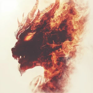 Double exposure horror fire dragon entity