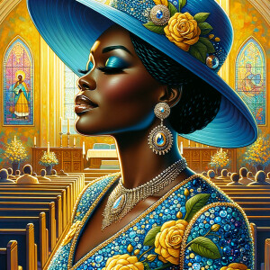A spiritually enriching illustration portrays an African America...