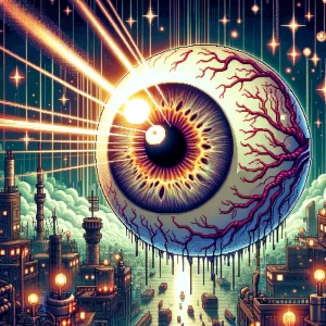 macro close-up of a single eyeball halfway popped out, optic ner...