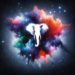 A cosmic outer space pretty watercolor graphic splattered on the...